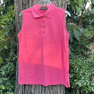 Cross Creek Pink Sleeveless Collared Polo Top sz L